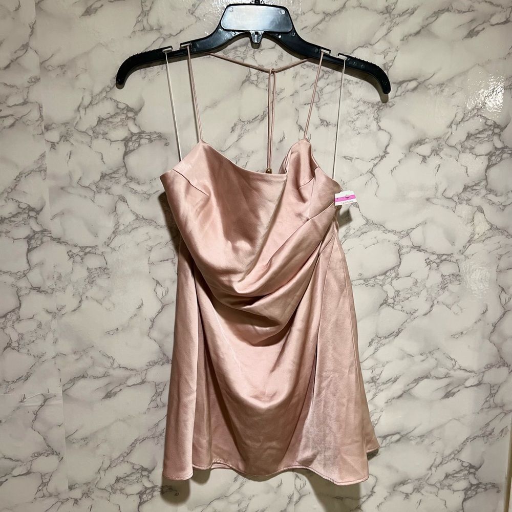 Significant Other Satin T Strappy Back Mini Dress